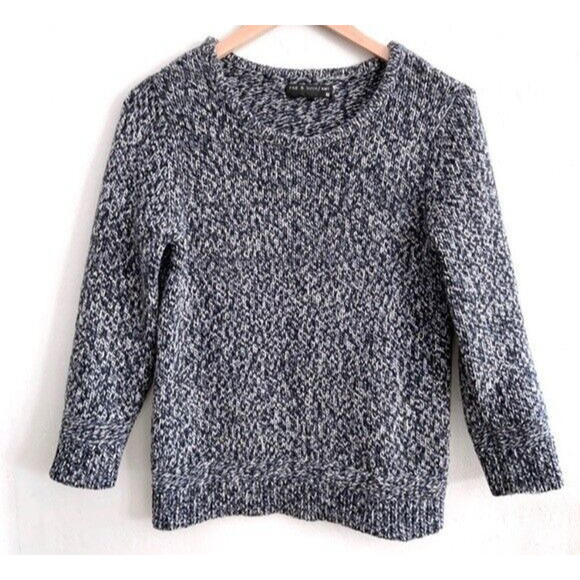 Rag & Bone Hoist Cashmere Blend Marled Sweater Navy White Gray Long Slee… - Picture 4 of 6